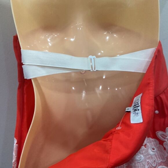 Tibi Floral Embroidery Overlay Strapless Silk Mini Dress size 0 - Picture 6 of 10